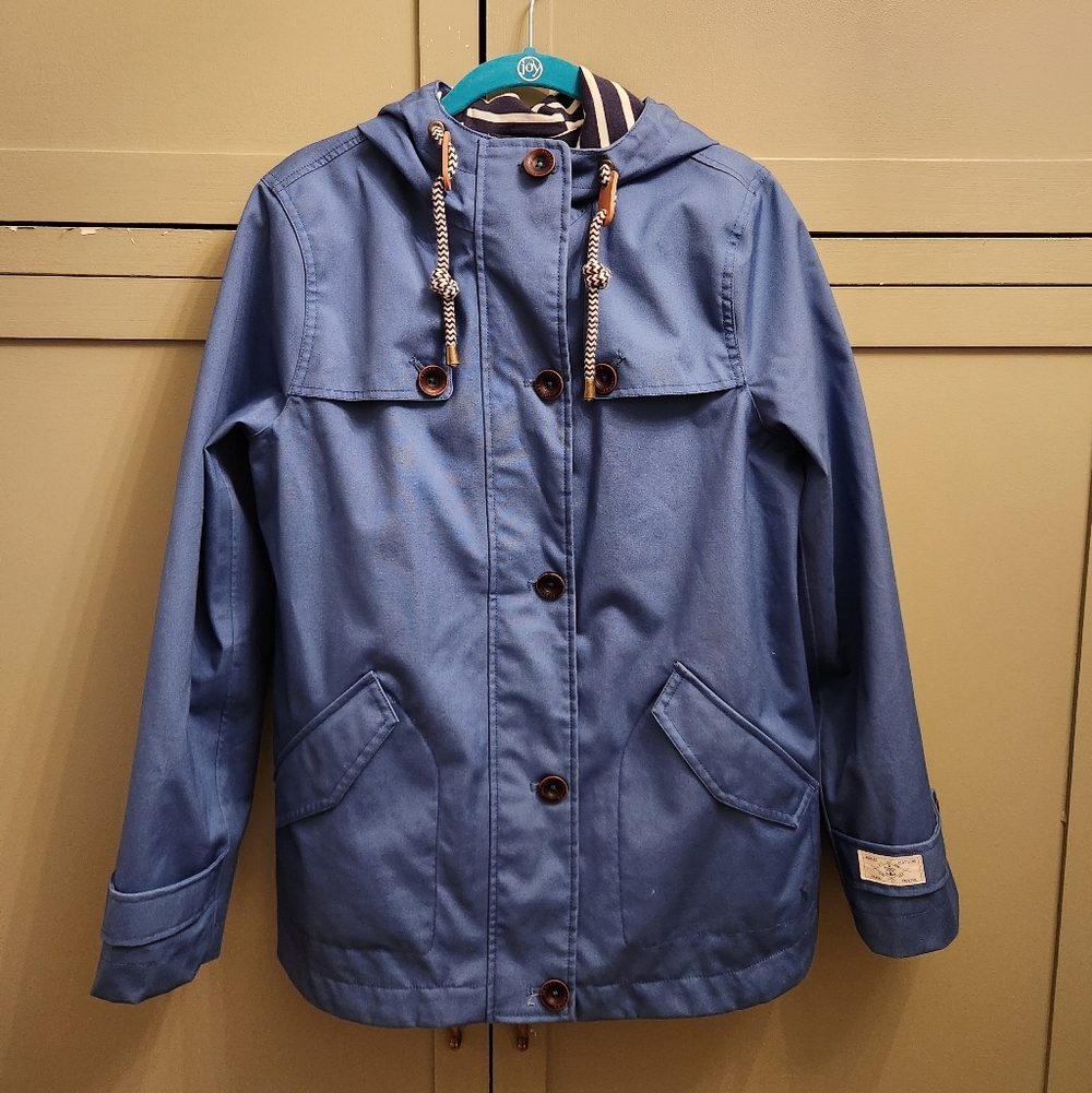 Joules Blue Hooded Trench Coat